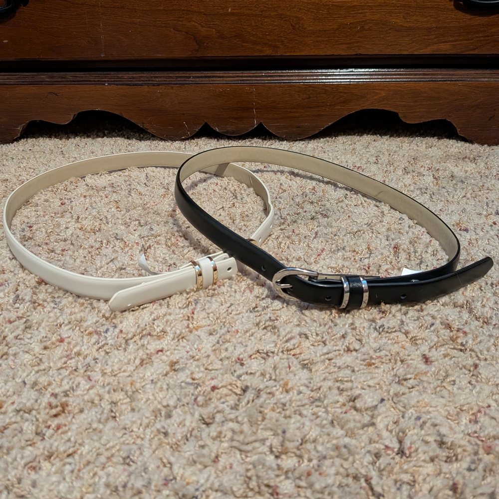 Elegant Black and White Belt Set